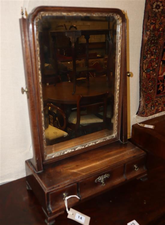 An early 18th century mahogany toilet mirror, Width 42cm